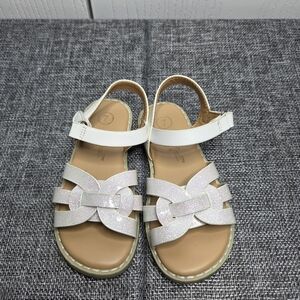 Cat & Jack White Glitter Sandals with Adjustable Strap-Toddler Size 7